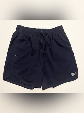 Reebok Navy and White Athletic Shorts Waistband